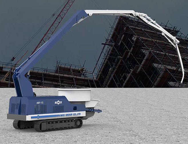 crawler type boom concrete pump and pan mixer
